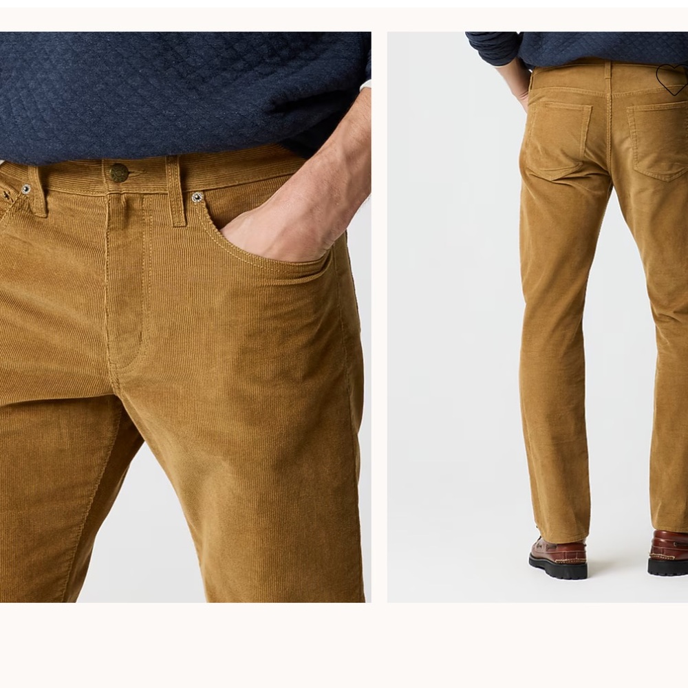 J. Crew Khaki Oak Brown Straight Keg Relaxed Corduroy Pants,31W/32L